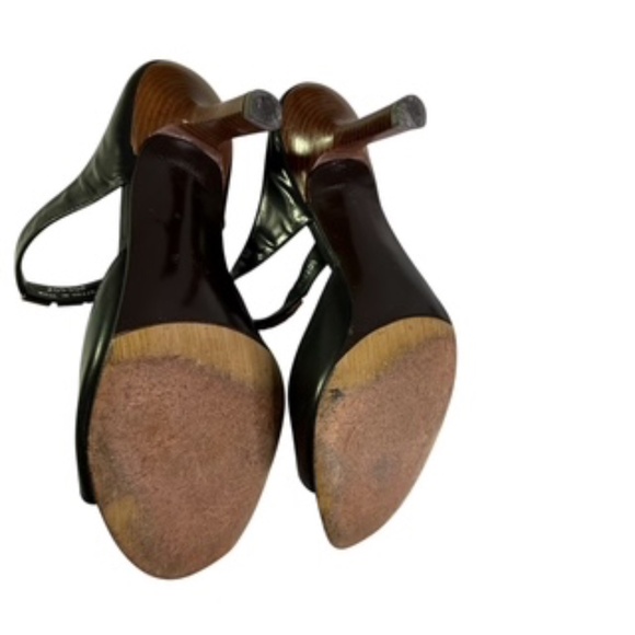 Cole Hahn Black with Brown Embellishment Leather Sandals Size 7.5B - Picture 4 of 6